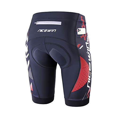 NICEWIN Pantalones Cortos de Ciclismo para Hombre con Almohadilla Pantalones Bicicleta Acolchada con Gel 4D Cortos MTB Bicicleta Pantalones Cortos Transpirables