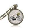 Nuevo unisex cristal cabujón arte cuadro bicicleta colgante collar vintage bicicleta collares para mujeres joyería clásica