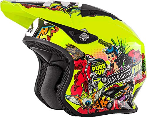 O'NEAL | Casco de Moto | Enduro Street Adventure | Fibra de Vidrio Ligera | Forro Desmontable y Lavable | Cierre magnético | Slat Helmet Crank | Adultos | Amarillo neón | Talla M