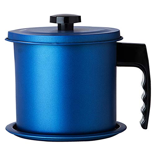 OnePine 1300ml Olla de Colador de Aceite Filtro Aceite Oliva Cocina con 304 Acero Inoxidable Malla Fina Colador y Tapa con Plato Base