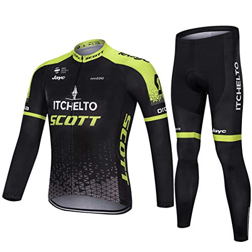 Otoño Invierno para Hombre de la Camiseta del Equipo de Ciclismo para Larga de Manguito Ropa de Ciclismo de montaña de Carretera al Aire Libre, Ropa de Deporte Conjunto de Bicicletas térmica,L