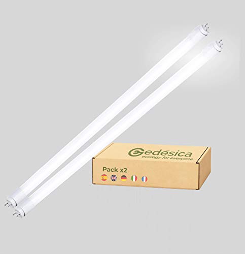 Pack x2, Tubo Led, Lampara Led, Plafon Led, Lamparas de techo, Pantalla Led, Luminaria Led, Superficie, 18w 120cm 6000K, Luz Blanca Fria 2160Lm, G13 conexión 2 laterales, Ideal para Cocina, Oficina...