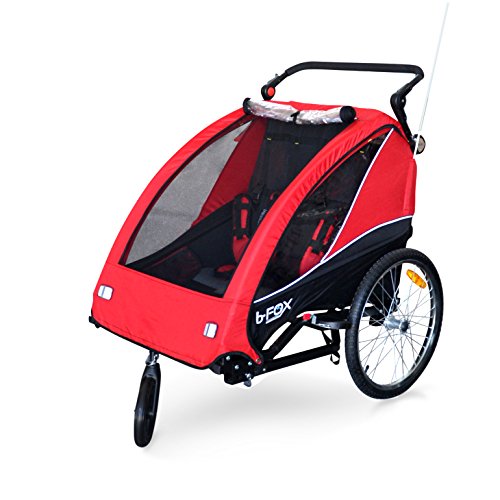Papilioshop B-Fox - Remolque para bicicleta o cochecito para transporte de 1 a 2 niños (rojo)