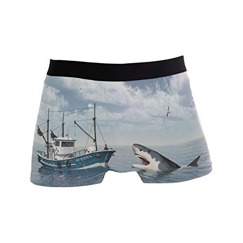 PINLLG Calzoncillos bóxer para Hombre, diseño de tiburón marítimo, Ropa Interior para Barco de Motor, para niños y jóvenes, de poliéster y Elastano Transpirable Multicolor Multicolor M