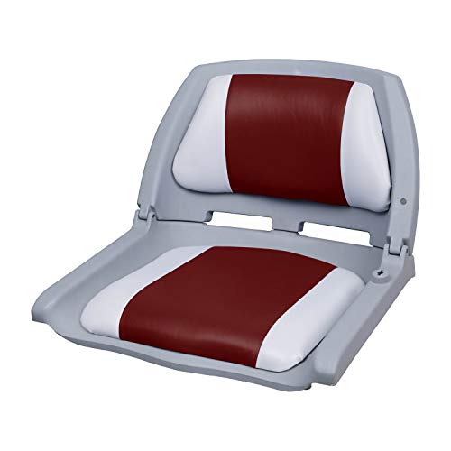 [pro.tec] Asiento de barco / silla de barco - plegable y tapizado [rojo- blanco] piel sintética
