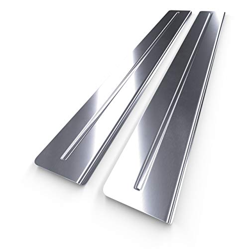 Protectores de acero para umbral de coche - plata - mate - kit de 2 piezas - 5902538811002