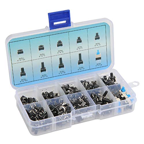 QLOUNI Kit de 180pcs Botón de Interruptor de Inserción Micro de 10 Tamaños Diferentes