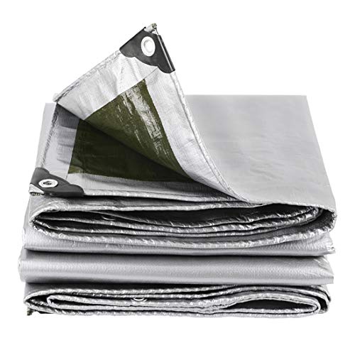 Qwhone 180g/m² Lona Impermeable de Protección Exterior con Cuerda, PVC Resistente al Agua y a los Rayos UV para para Muebles de Jardín, Camping, Piscina, Vehículos, Barcos, Coche,12x16m/39x52.4ft