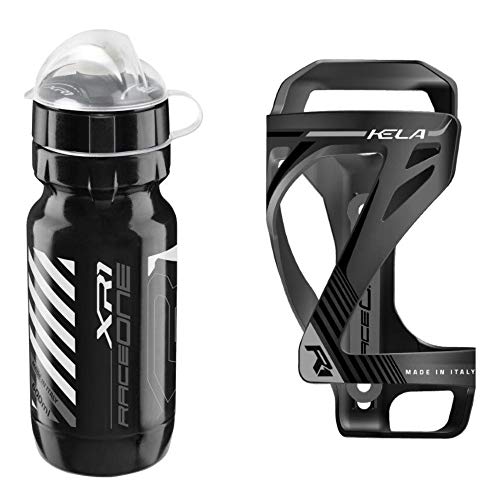 Raceone - Kit Race Duo KELA (2 PCS): Porta Bidon KELA + Bidon de Ciclismo XR1 Bici Carrera de Ruta/Bicicleta de Montaña MTB/Gravel Bike. 100% Made IN Italy