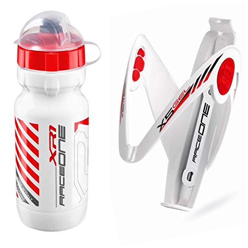 Raceone - Kit Race Duo X5 Gel (2 PCS): Porta Bidon X5 Gel + Bidon de Ciclismo XR1 Bici Carrera de Ruta/Bicicleta de Montaña MTB/Gravel Bike. 100% Made IN Italy