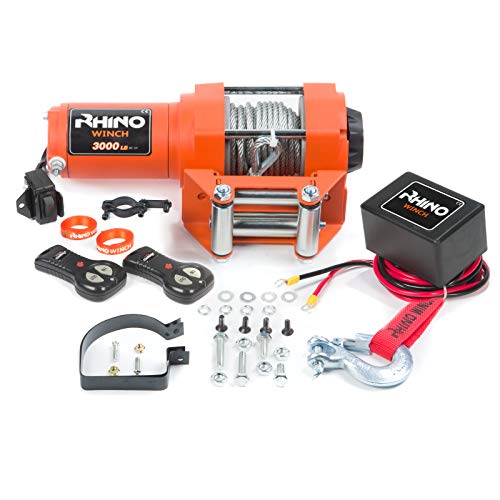 Rhino Cabrestante Eléctrico 1360 Kg Version Naranja - Sistema Inalámbrico- 12V - Cable de Acero