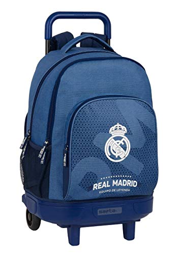 safta 612124918 Mochila grande con ruedas carro, Trolley Real Madrid CF