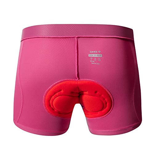 Santic Mujer Pantalones Cortos Calzoncillos de Ciclismo Ropa Interior Acolchada Culotte con Badana Bicicleta Equitación MTB Morado M