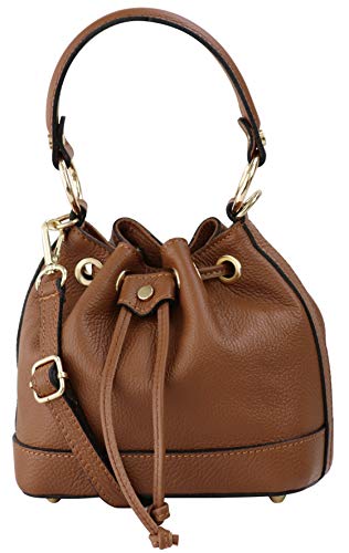 SH Leder Kiara G578 - Bolso bandolera de piel de vacuno para mujer, 20 x 17 cm, color Marrón, talla Small