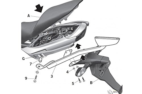 SHAD K0ER69ST Soporte de Baúl para Kawasaki Er6 N-F, Negro