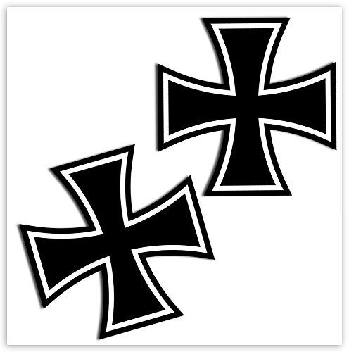 SkinoEu® 2 x PVC Laminado Pegatinas Adhesivos Símbolo Religioso Cristiano Cruz de Hierro Iron Cross Negro para Autos Coches Motos Ciclomotores Bicicletas Ordenador Portátil Regalo B 54