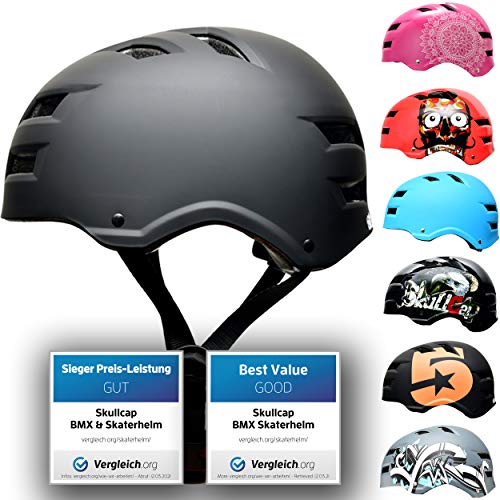 SkullCap® Casco de Skate y BMX - Bicicleta Y Scooter Eléctrico, Diseño: Dark World, Talla: L (58-61 cm)