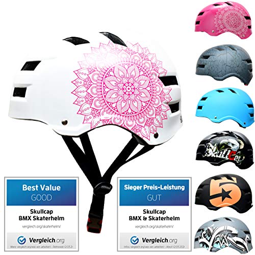 SkullCap® Casco de Skate y BMX - Bicicleta Y Scooter Eléctrico, Diseño: Mandala, Talla: M (55-58 cm)