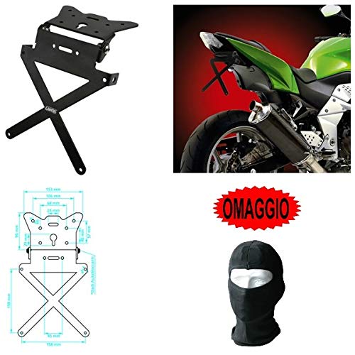 Soporte de matrícula compatible con Benelli Tornado 900 Tre RS para moto Lampa X-Plate 90144 - Soporte para matrícula ajustable deportivo universal no específico 270 x 200 x 40 mm de aluminio negro