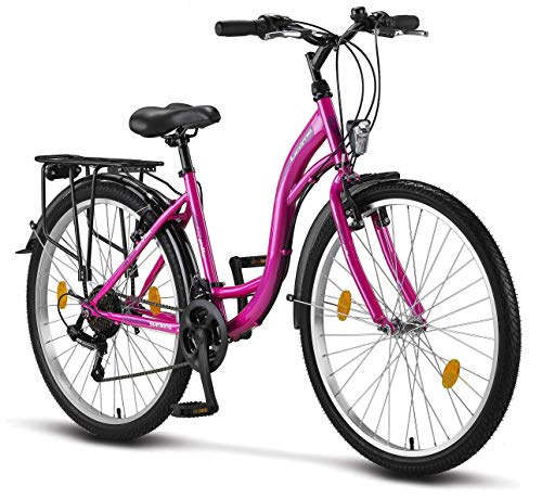 Stella Bicicleta para Mujer, 26 pulgadas, luz de bicicleta, cambio Shimano 21 marchas, bicicleta de ciudad para niñas y niñas, Florenz, Amsterdam, Hollandrad, diseño retro, bicicleta infantil