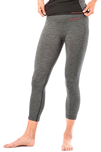 Sundried Leggings recortada Capri de las mujeres para entrenamiento de gimnasia yoga fitness Deportes de talle alto acanalado polainas (Medium, Grey)