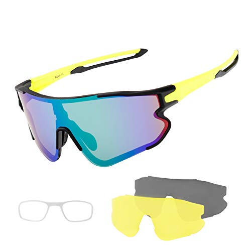 SUUKAA Ciclismo Gafas CE Certificación Polarizadas con 3 Lentes Intercambiables UV 400 Gafas,Corriendo,Moto MTB Bicicleta Montaña,Camping y Actividades al Aire Libre para Hombres y Mujeres TR-90