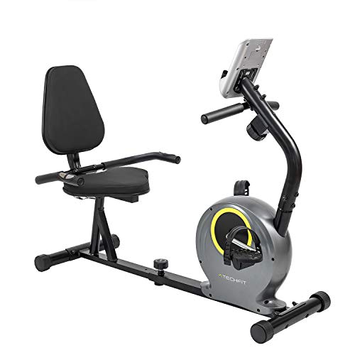 TechFit R300 Bicicleta Estática Reclinada, Ideal para Ejercicios de Recuperación en el Hogar, con Volante de Inercia de 6 KG, Asiento Ajustable, Sensores de Pulso y Monitor LCD