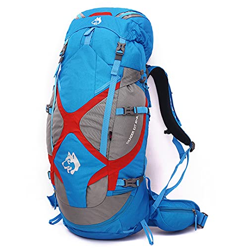 TH&Meoostny Bolsa de montañismo Profesional al Aire Libre Mochila Deportiva Impermeable de Gran Capacidad Mochila de Viaje de 65L para Adultos Blue Color 50-70L