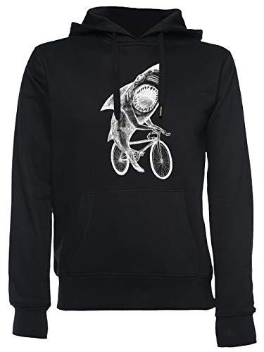 Tiburón Paseo Bicicleta Unisexo Hombre Mujer Sudadera con Capucha Negro Unisex Men's Women's Hoodie Black