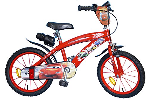 TOIMS Cars - Bicicleta Infantil para niño, Color Rojo, tamaño 16 Pulgadas