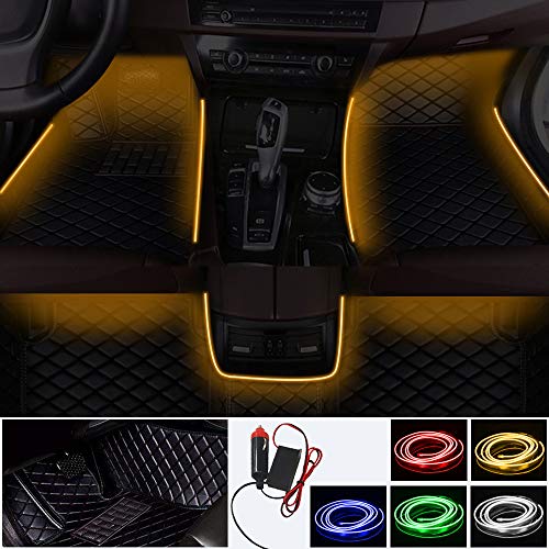 Tuqiang Alfombrillas para coche personalizadas, color negro, para SUV, furgoneta y camión, sedán, coupe, luces interiores decorativas, impermeables, antideslizantes, completamente (luces amarillas)