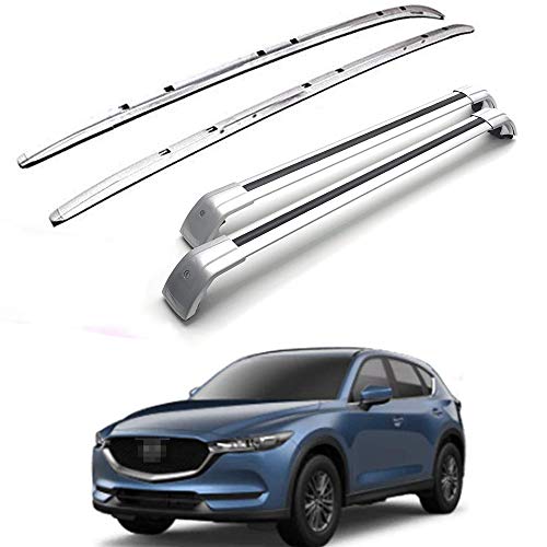 UDP 4 piezas de rieles de techo de aluminio barras transversales barras transversales compatibles con todos los nuevos Mazda CX-5 CX5 2017 2018 2019 2020 - plata