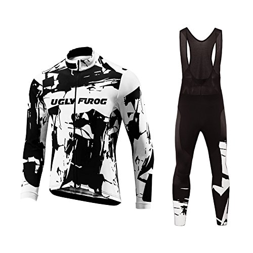 Uglyfrog 2018-2019 Nuevo De Invierno Mantener Caliente MTB Manga Larga Maillots Bicicleta Hombre Invierno Ciclismo Hombre Bodies +Long Bib Pant with Gel Pad Equipo de Ciclismo