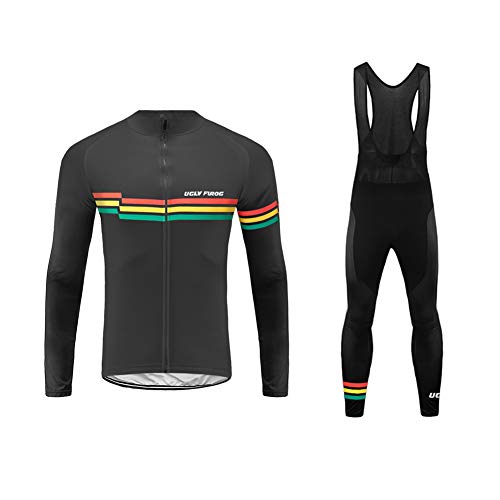 Uglyfrog Ciclismo Maillot Hombres Invierno Fleece Warm Jersey +Culotte Pantalones Largos Mangas Largas Bodies Ciclismo Ropa Maillot para Deportes al Aire Libre Ciclo Bicicleta