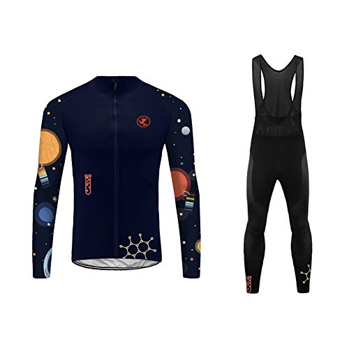 Uglyfrog Maillots Ciclismo para Hombre De Deportes Al Aire Libre Termal del Invierno De Manga Larga Camiseta + Long Bib Pant with Gel Pad de Bicicletas Bodies FAEDXHUNP01