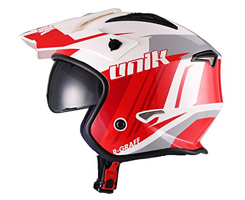 Unik - Casco Jet TRIAL abierto CT-07 R-GRAFF Blanco/Rojo/Gris Mate (L (59-60 cm.))