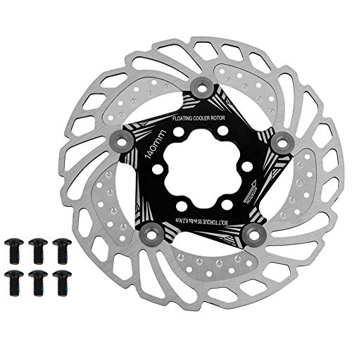 VGEBY1 Rotor de Freno de Bicicleta, 140 mm 6 Tornillos Pista de Freno de Disco Rotores flotantes Mountain Road Bicicleta de Freno(Negro)