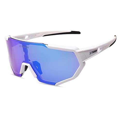 X-TIGER Gafas Ciclismo CE Certificación Polarizadas con 3 Lentes Intercambiables UV 400 Gafas,Corriendo,Moto MTB Bicicleta Montaña,Camping y Actividades al Aire Libre para Hombres y Mujeres TR-90