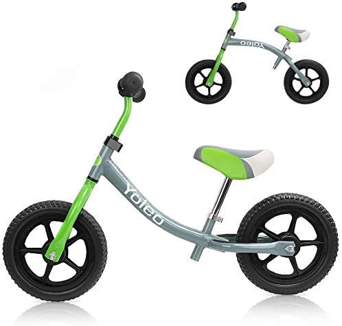 YOLEO Bicicleta sin Pedales, Sillín Regulable 31-46cm, Bicicleta Equilibrio para Niños 2+ Años, Balance Bike, Verde
