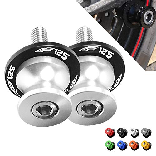 YOUFUDE 2Pcs M8 Motocicleta CNC Aluminio Diábolos Basculante Bobina De Deslizadores Tornillos del Soporte 8MM Moto del Soporte Slider Apto para A&Prilia RS125 RS 125 2006-2010 2007 2008 2009,Plata