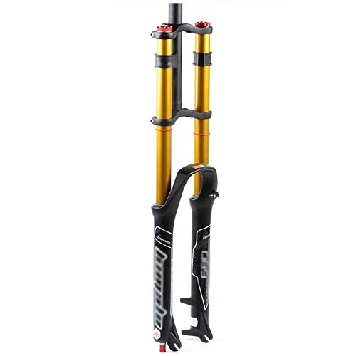 ZCXBHD Presión de Aire MTB Doble Hombro Tenedor Delantera Bici Tubo Recto Ultraligero Bicicletas Amortiguador Rebote Ajuste Control Descenso suspensión (Color : Gold, Size : 29inch)