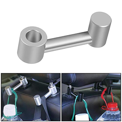 ZOOENIE Soporte para el asiento del coche, de aleación de aluminio, clips de metal para el coche, perchas para bolsos, carteras, bolsas de almacenamiento de alimentos (plata)