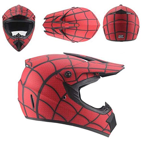 ZYW Montar Al Aire Libre Helmetbike Cascos Cascos Niños Telaraña Patrón De Peso Ligero De La Calle De La Cara Llena del Casco De Bicicleta De Montaña/Aprobado por El Dot,Rojo,XL