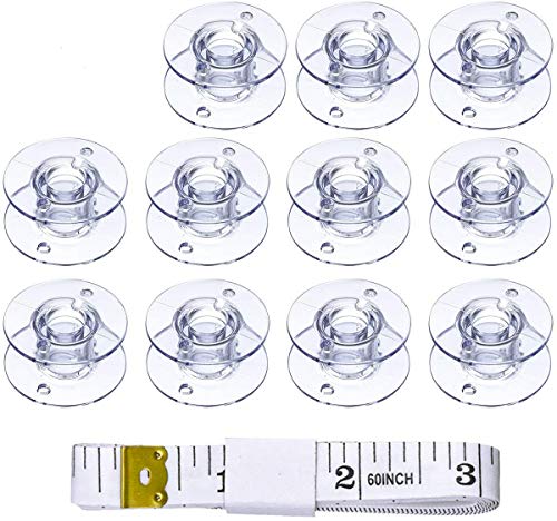 50 Piezas Bobinas para Máquina Coser, Bobinas Vacías de Plástico, Bobinas Universales Transparentes con Cinta de Medición Suave para Brother, Janome, Singer, Babylock Kenmore