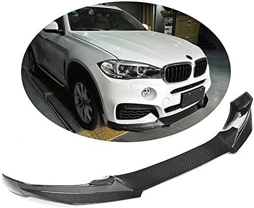 ABABABA Apto para BMW X6 F16 Xdrive35I Xdrive50I M Sport SUV 4 Puertas 2015-2019 Fibra De Carbono CF Alerón De Mentón Delantero Divisor De Parachoques Kits De Cuerpo De Labio Delantero