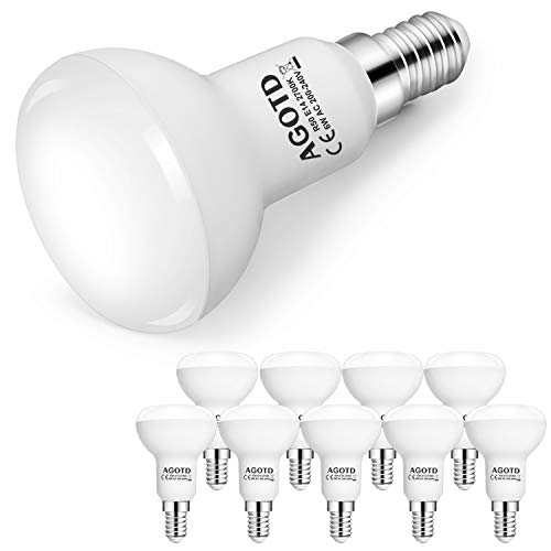 AGOTD Bombillas LED E14 R50 Reflector, 6W equivalente a Bombilla Incandescente de 50Watt, Blanco Cálido 2700K 470Lumen, No Regulable, Ángulo de Luz de 120°, 10 Unidades