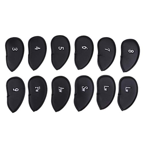 Almencla Paquete de 12 Fundas para La Cabeza de Golf de Cuero PU Juego de Fundas Protectoras para La Cabeza del Putter de Hierro del Club - Negro 2