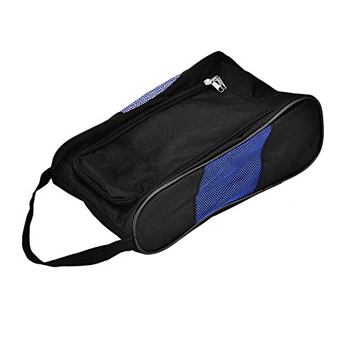 Alomejor Bolsa de Zapatos de Golf Bolsillo de Nylon Resistente y liviano Bolsillo Transpirable para Actividades de Golf Viajar por Diferentes Zapatos(Black+Blue)