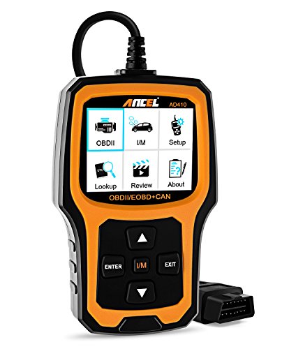 ANCEL AD410 OBD II Lector de Código Automotor Vehículo Comprobar Luz del Motor Herramienta de Exploración Auto OBD2 Escáner con I/M Preparación (Negro - Naranja)