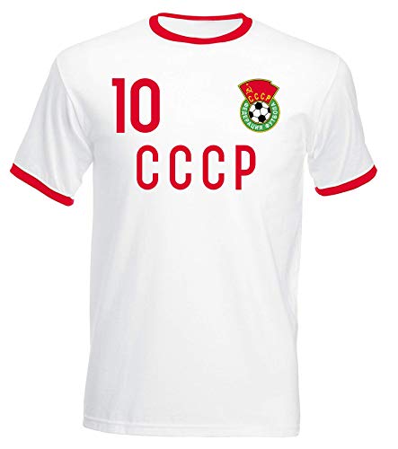 aprom CCCP UDSSR No.10 - Camiseta de fútbol retro de Rusia Blanco L